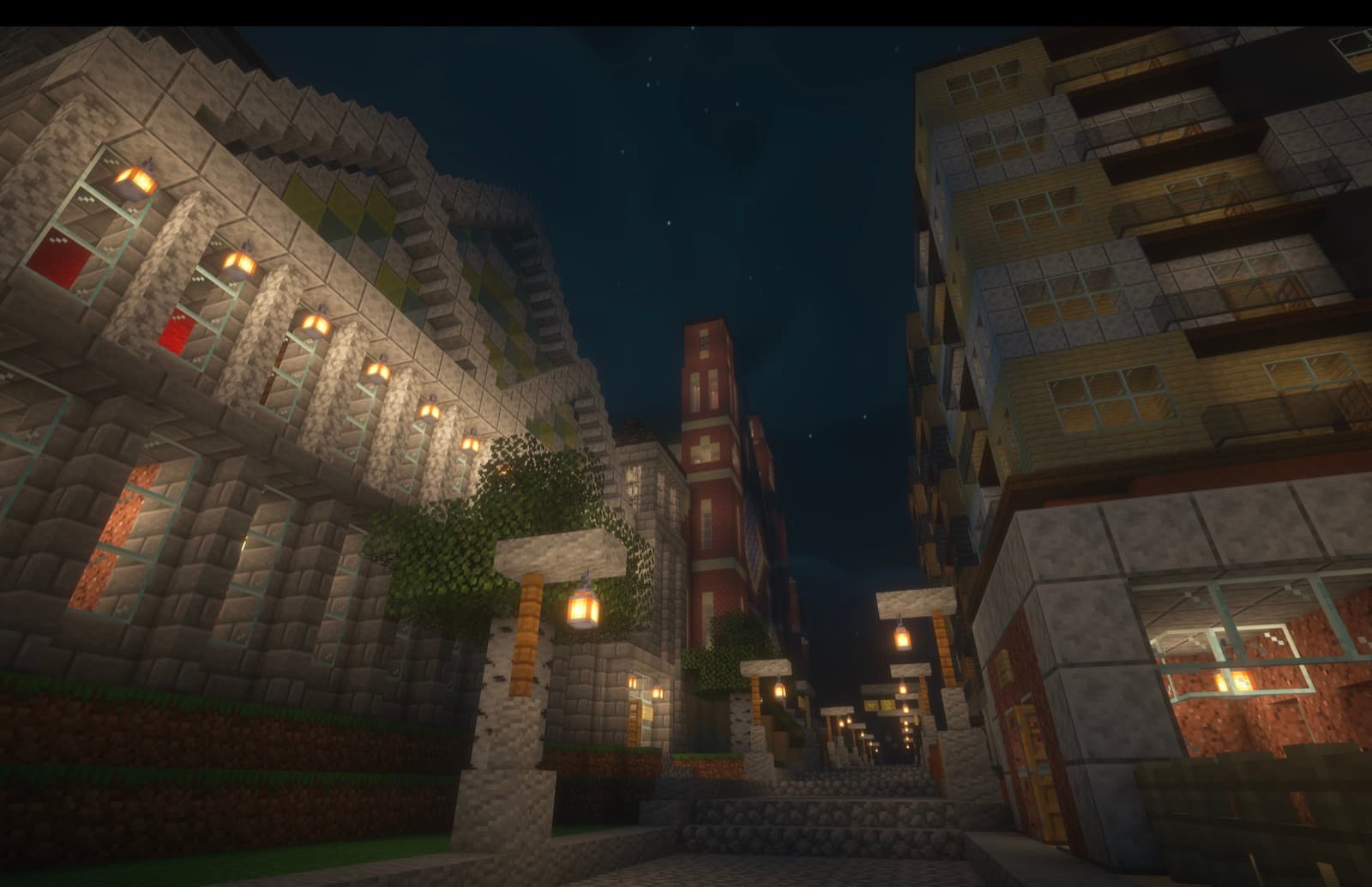 Burlington — a lantern-lit street cut into the hillside.